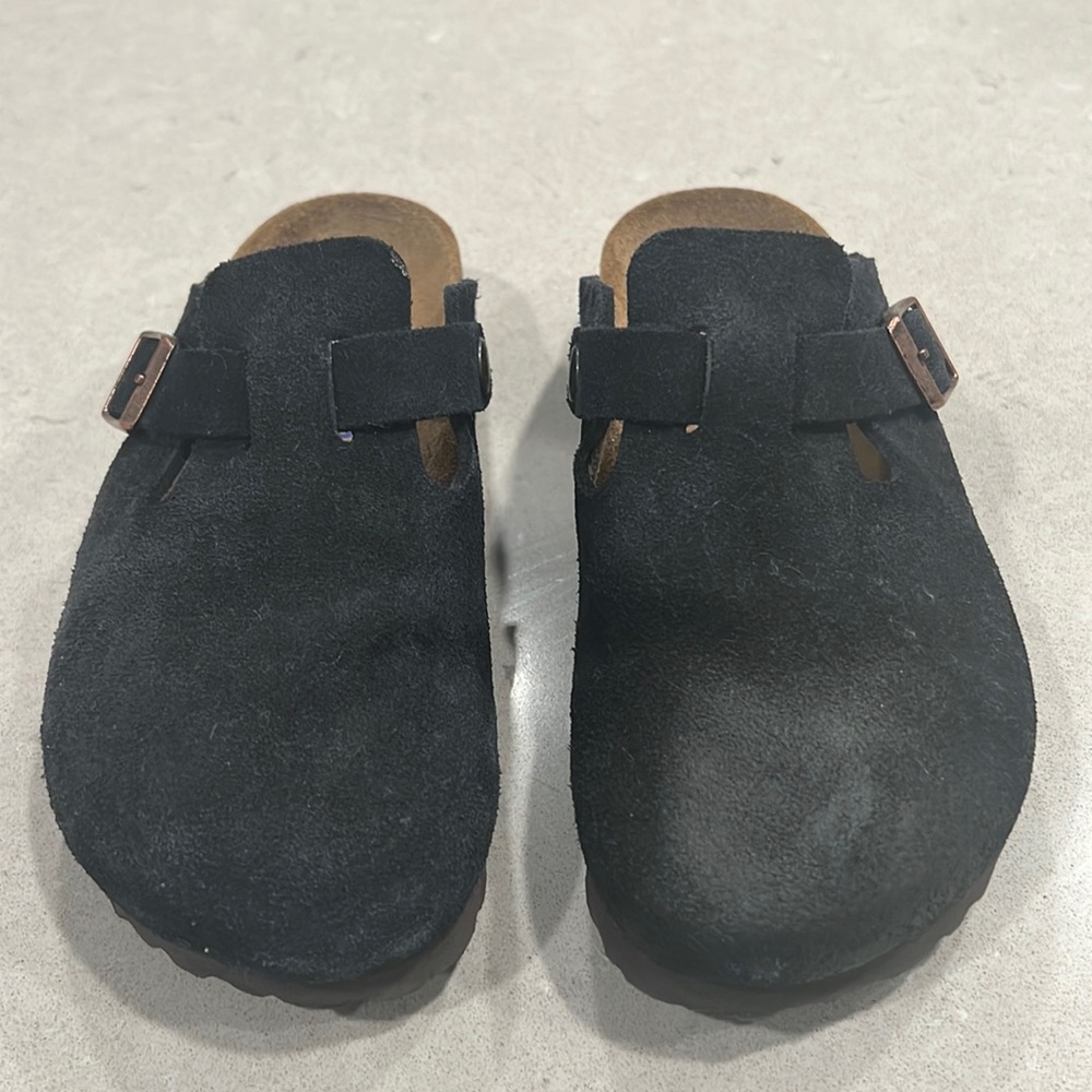 Black dyed Suede Birkenstock Clogs